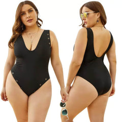 Plus Size Solid Color One-Piece Swimwear
