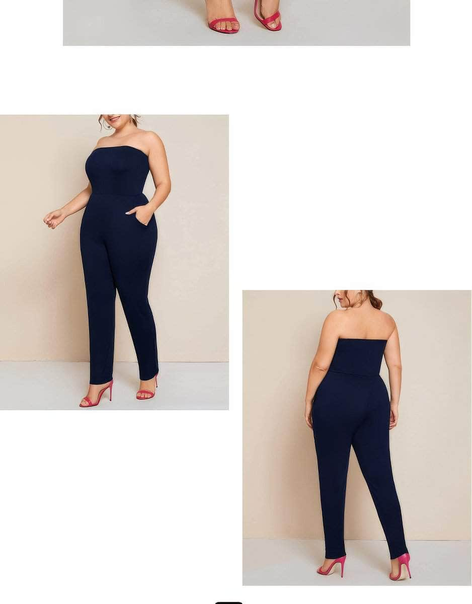 Plus Size Strapless Solid Color Jumpsuit