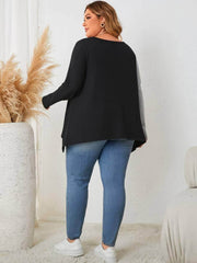 Plus Size Two-Toned Asymmetrical Hem Top