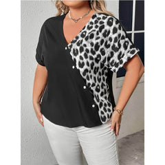 Plus Size Two-Toned Leopard Print Blouse