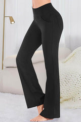 Pocketed High Waist Active Pants Black / S