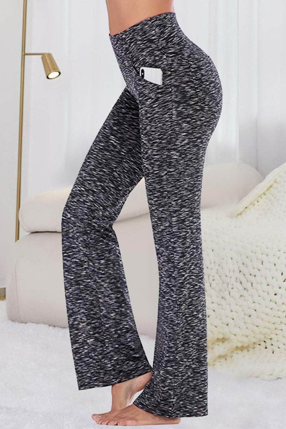 Pocketed High Waist Active Pants Heather Gray / S