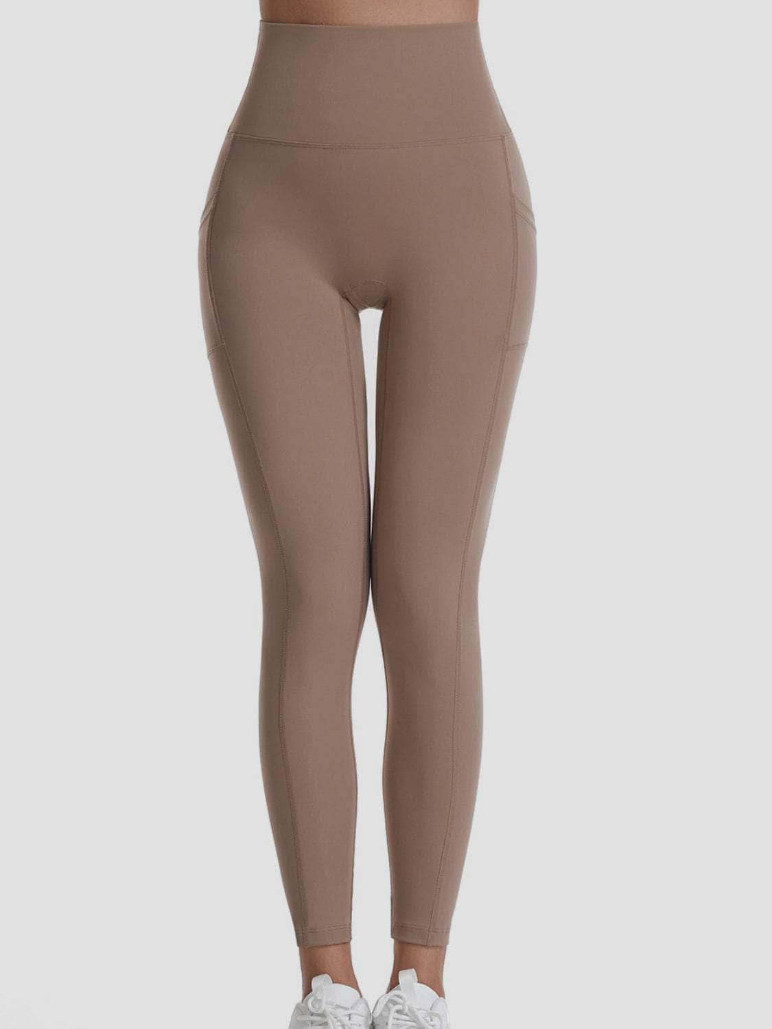 Pocketed High Waist Active Pants Taupe / S