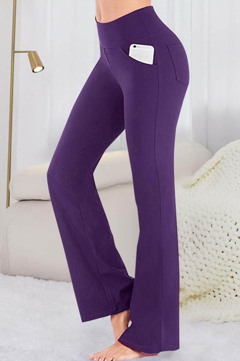 Pocketed High Waist Active Pants Violet / S