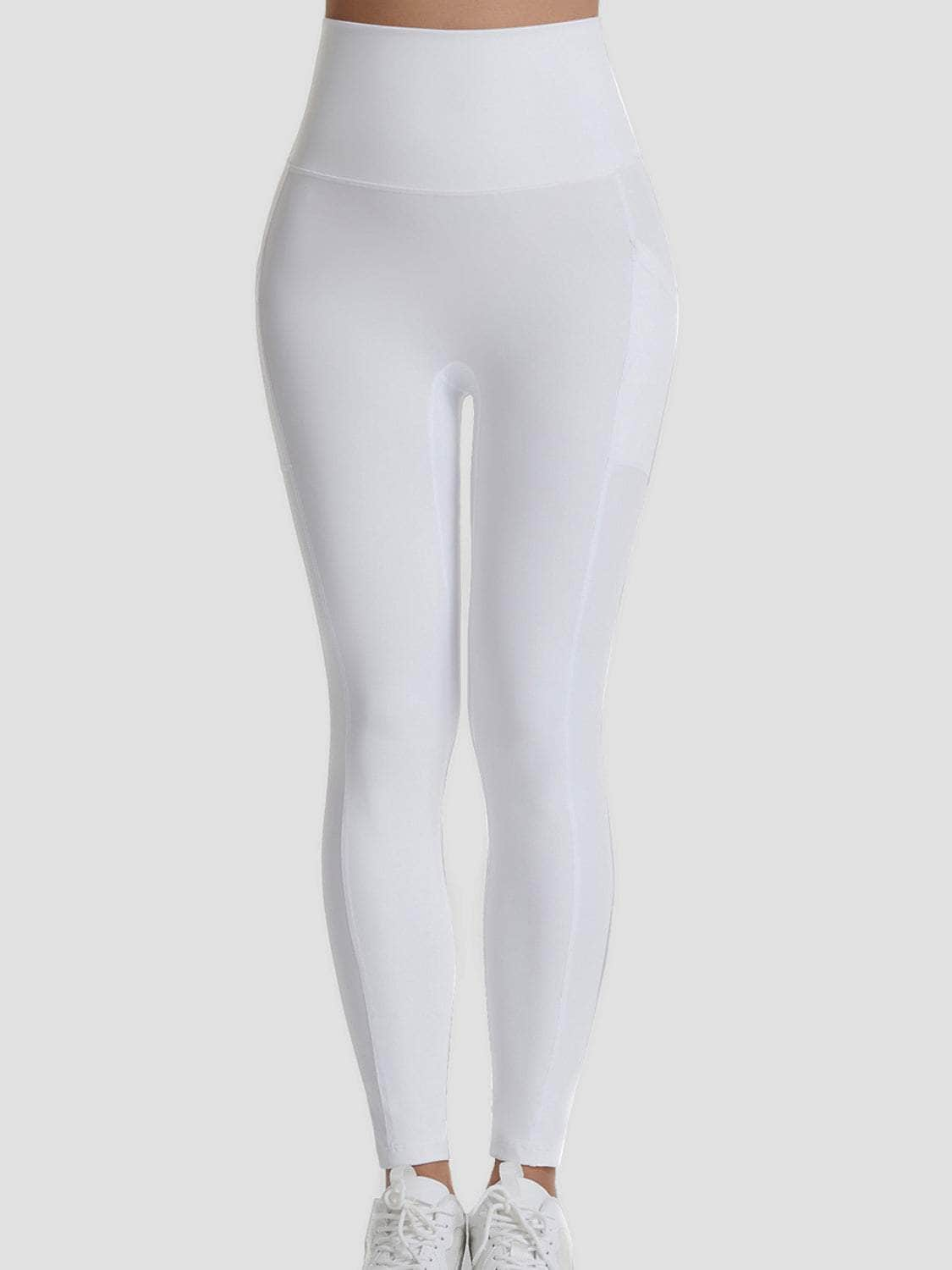 Pocketed High Waist Active Pants White / S