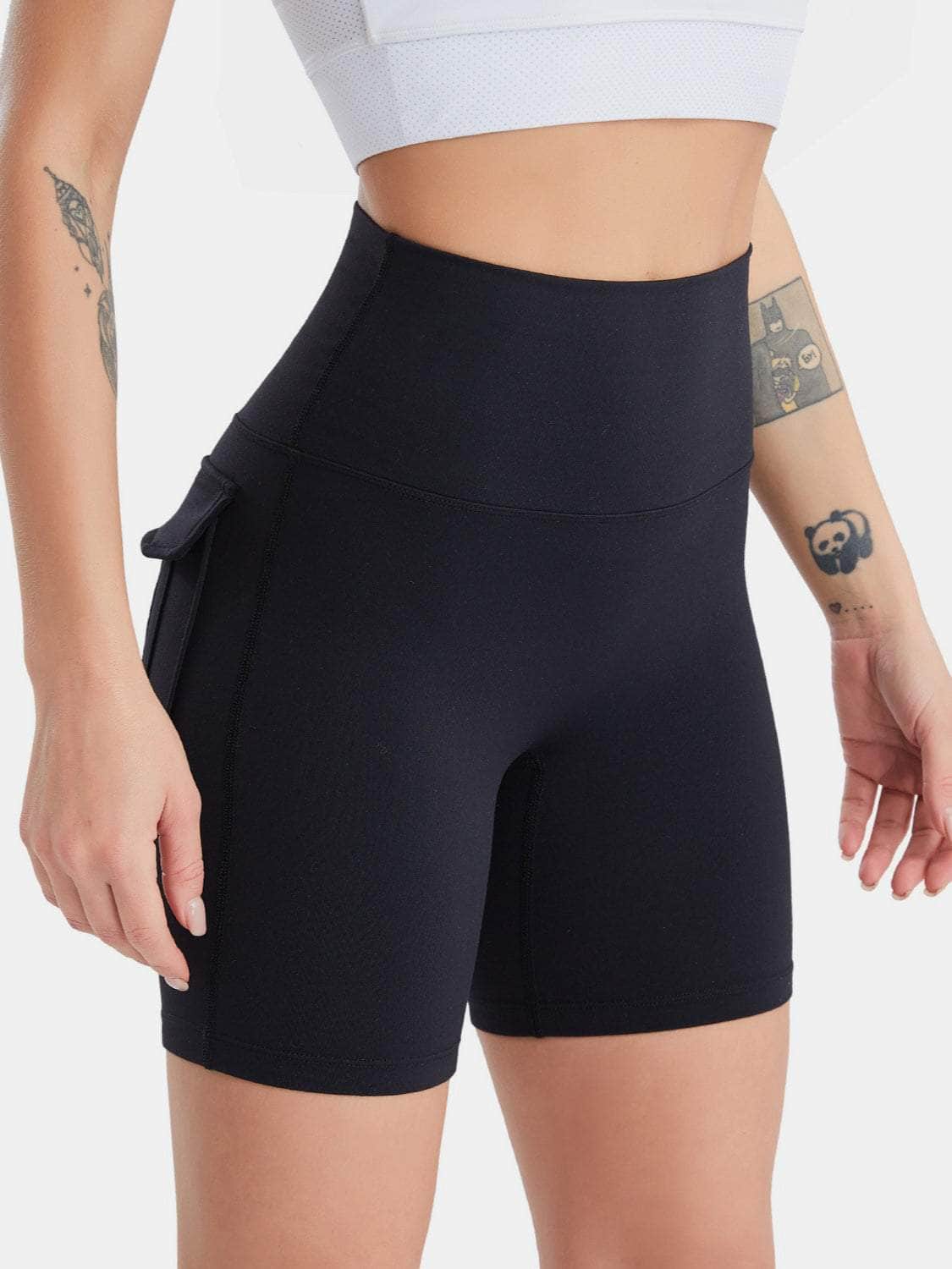 Pocketed High Waist Active Shorts Black / S