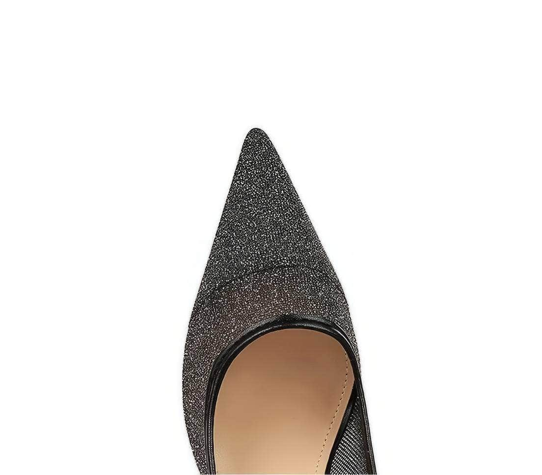 Pointed Toe Lace Mesh Glitter Stiletto Pumps