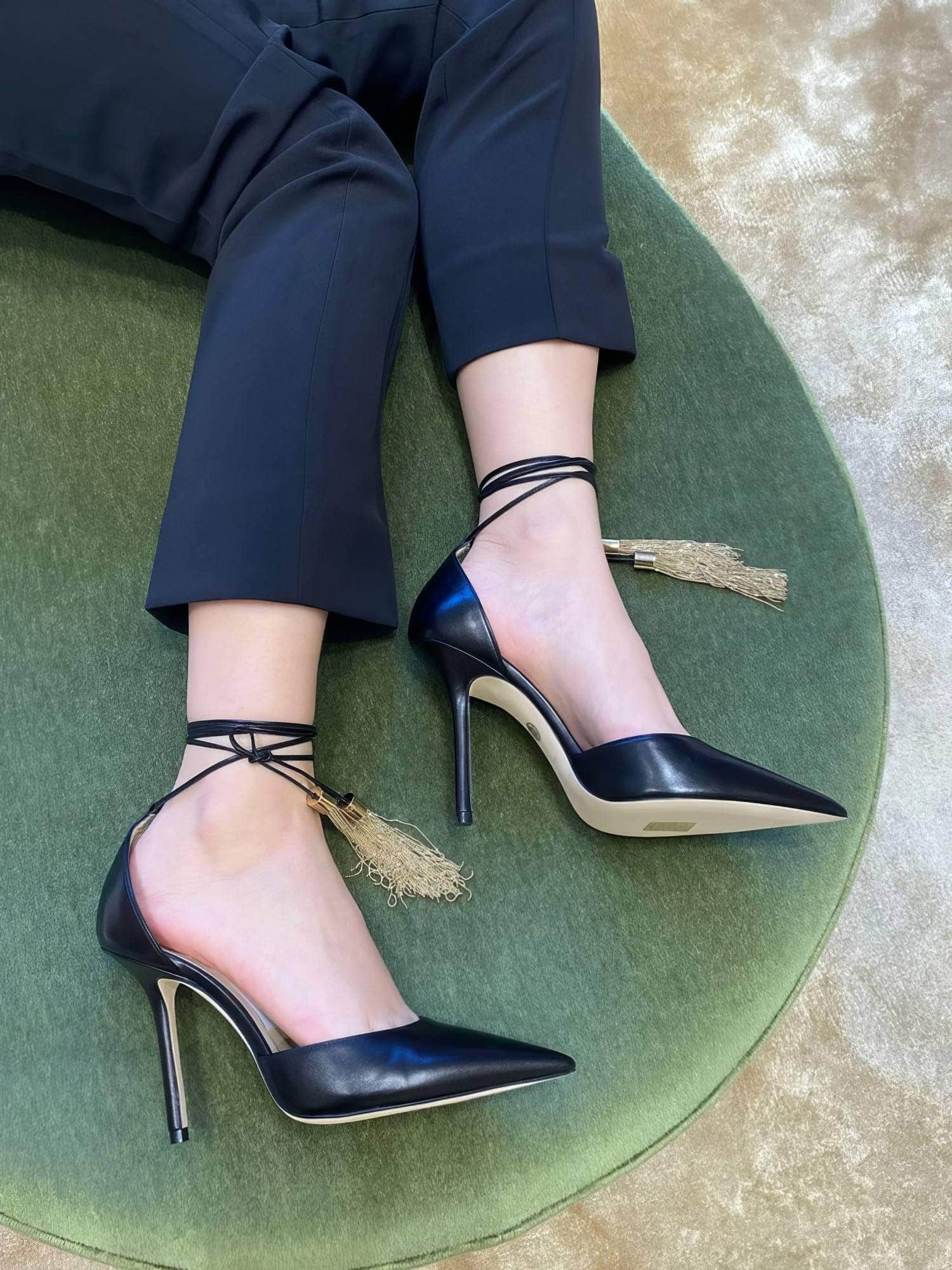 Pointed Toe Lace-Up High Heels