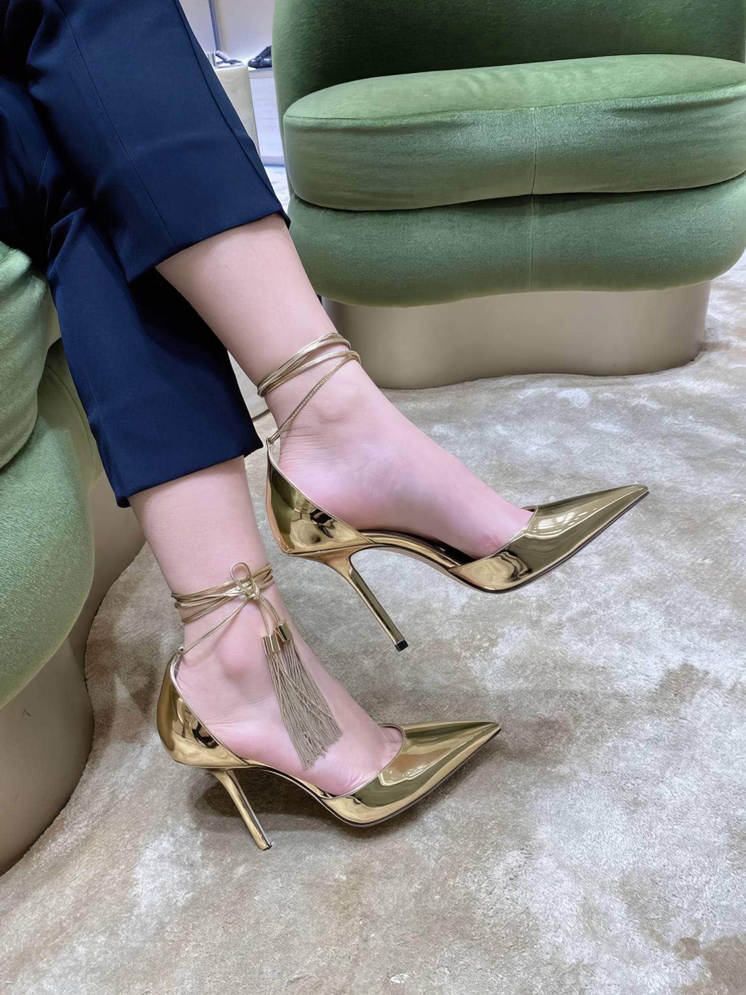 Pointed Toe Lace-Up High Heels