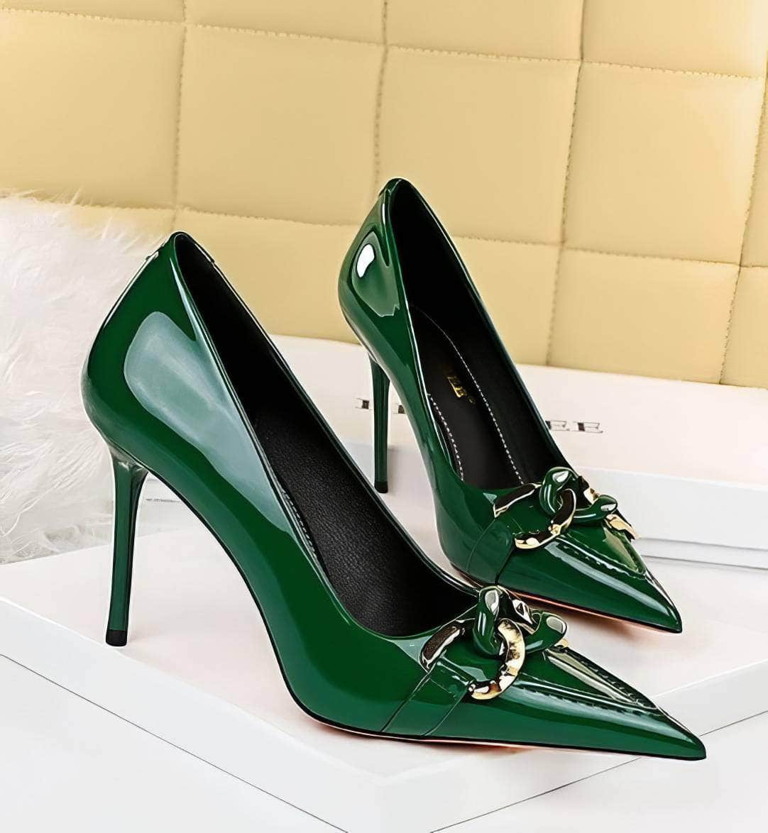 Pointed Toe Metal Embellished  Stilettos