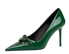 Pointed Toe Metal Embellished  Stilettos EU 33 / Green / 9.5CM