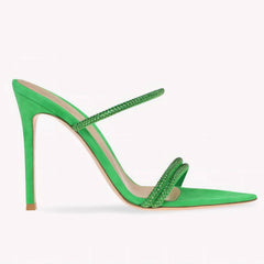 Pointed Toe Narrow Strap Heels EU 33 / Green / 7.5CM