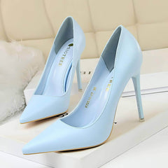 Pointed Toe Stiletto Court Pumps EU 33 / Blue / 7.5CM