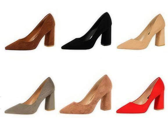 Pointed Toes Vintage Suede Square Pumps