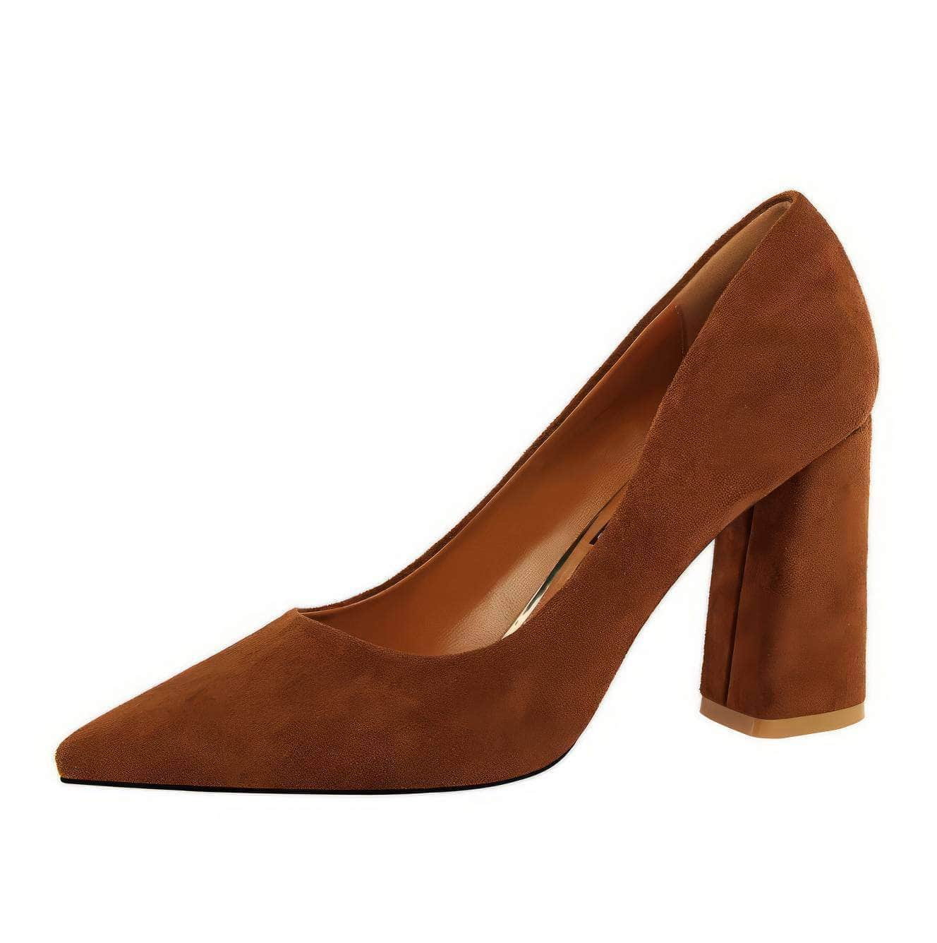 Pointed Toes Vintage Suede Square Pumps