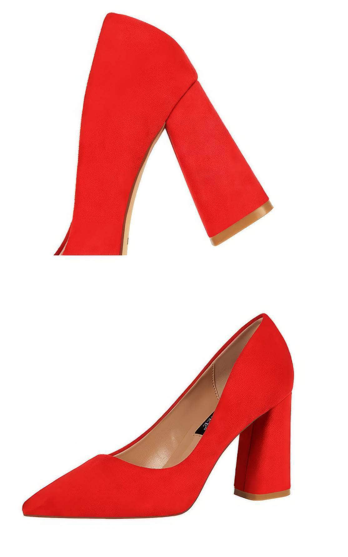 Pointed Toes Vintage Suede Square Pumps