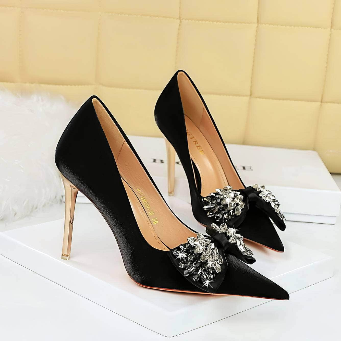 Pointy Stilettos Rhinestone Butterfly Heels