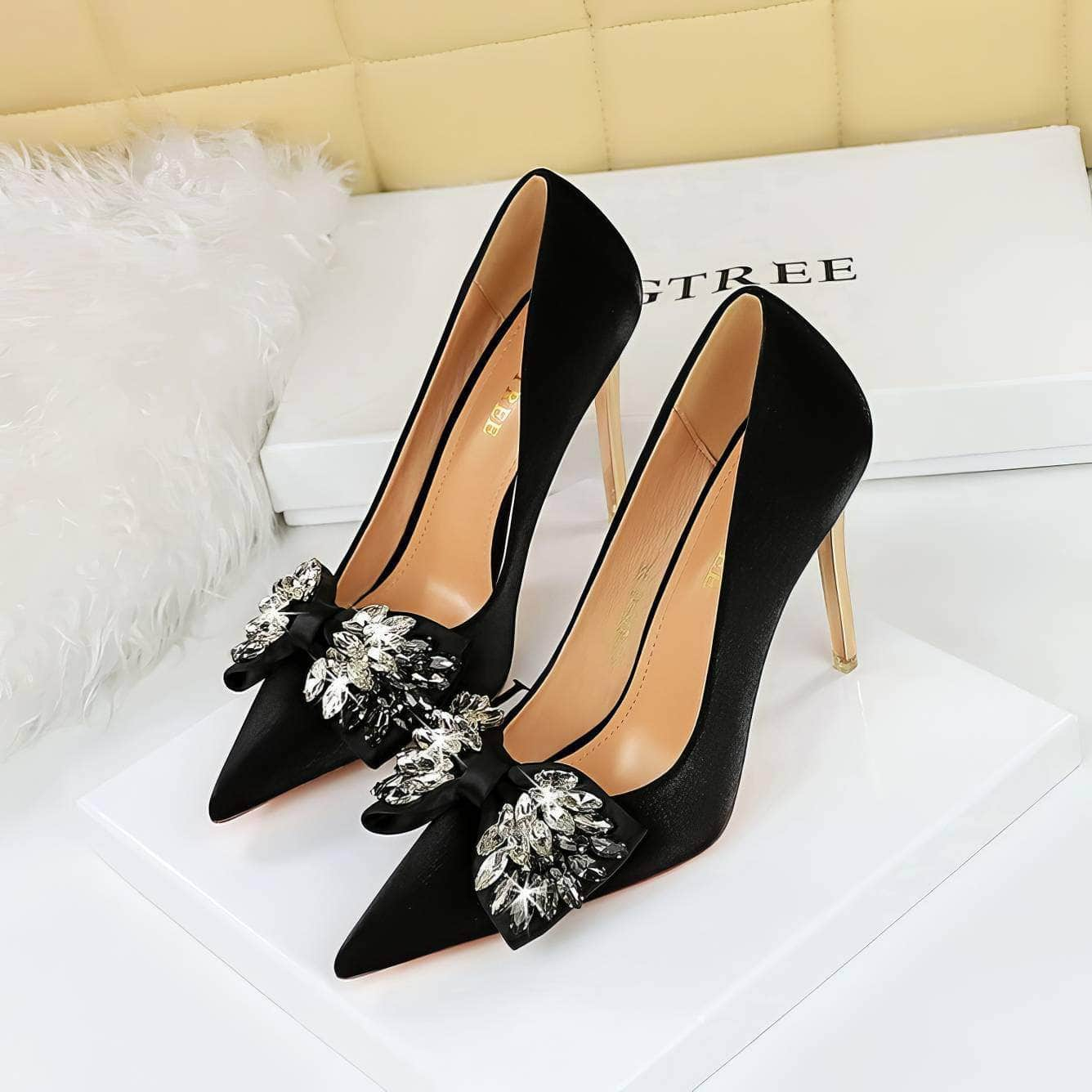 Pointy Stilettos Rhinestone Butterfly Heels