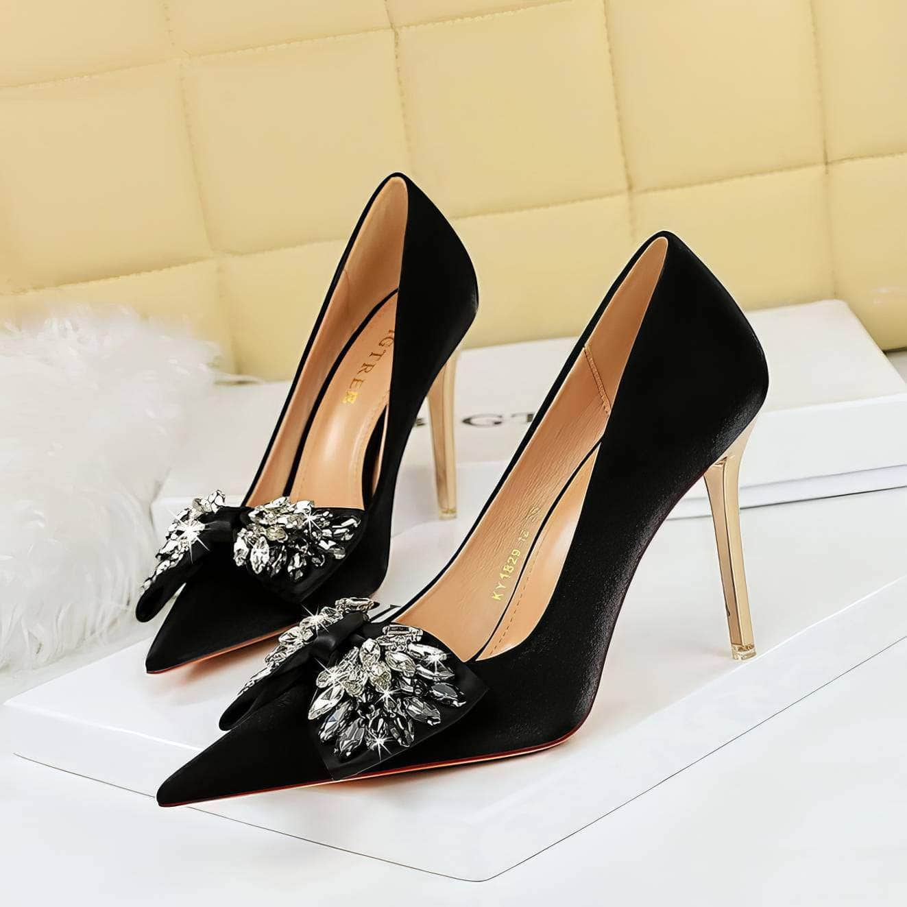 Pointy Stilettos Rhinestone Butterfly Heels