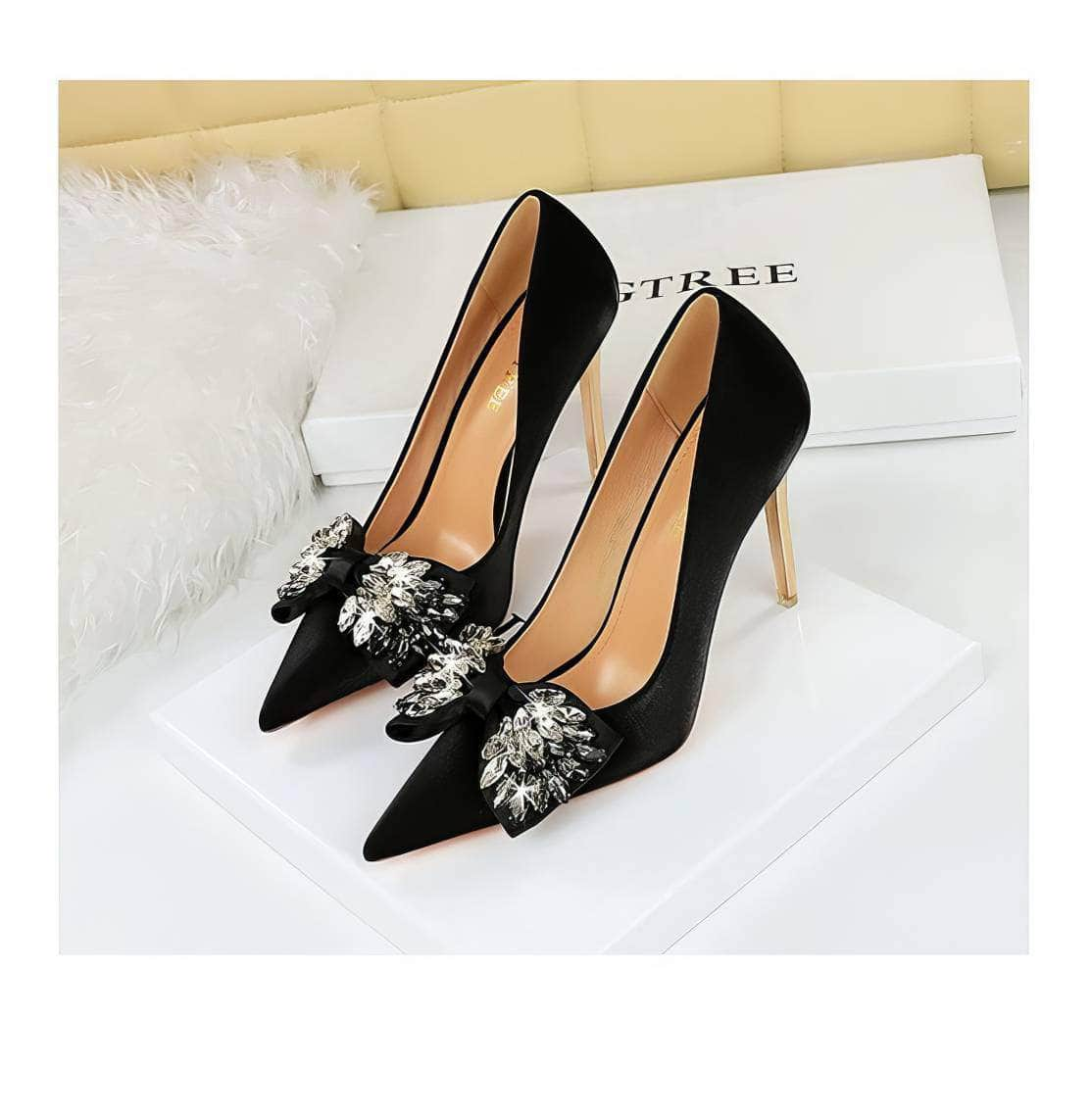 Pointy Stilettos Rhinestone Butterfly Heels