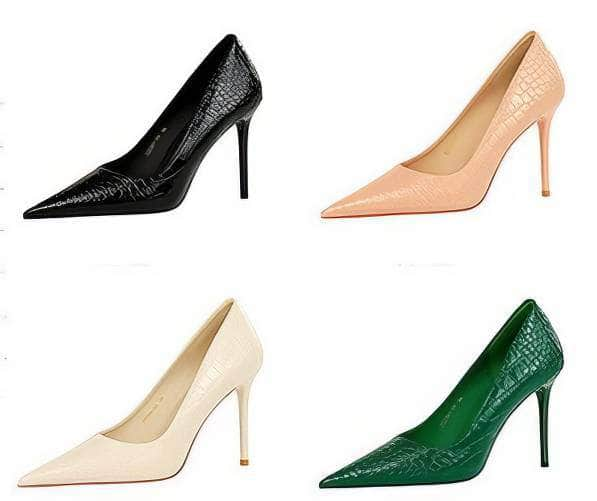 Pointy Toe Croc Stiletto Pumps