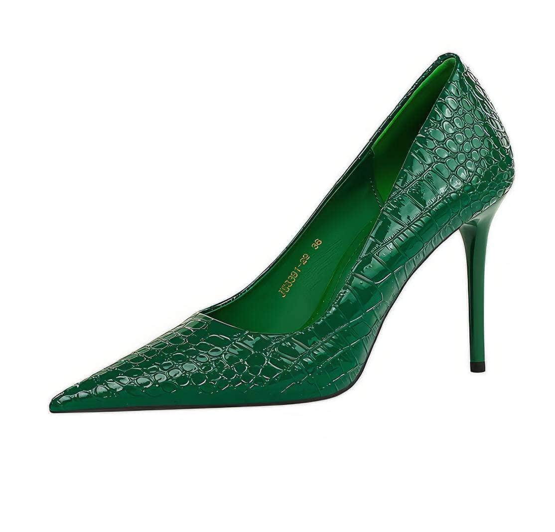 Pointy Toe Croc Stiletto Pumps