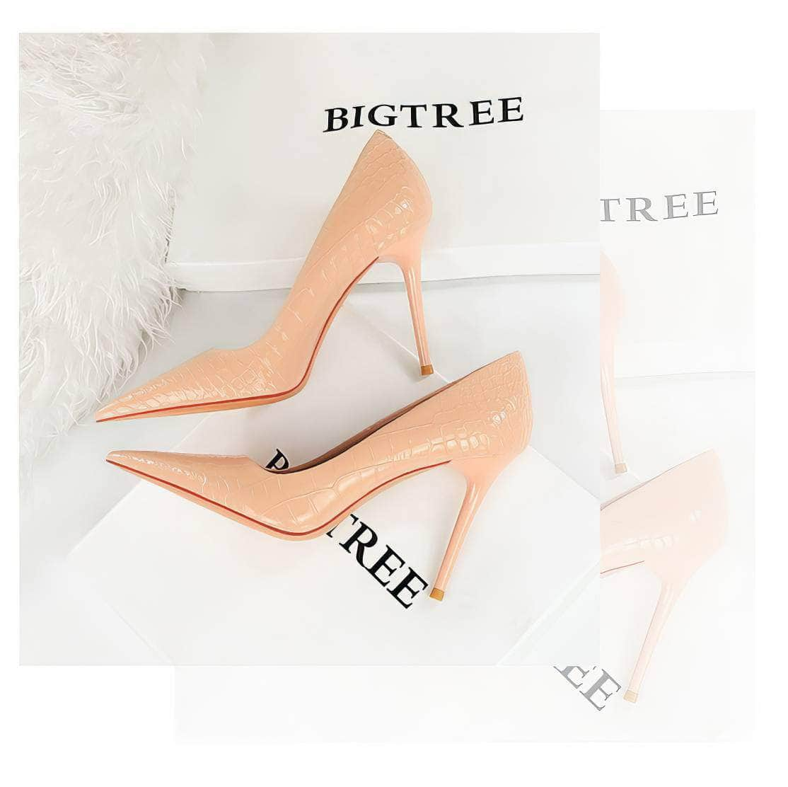 Pointy Toe Croc Stiletto Pumps