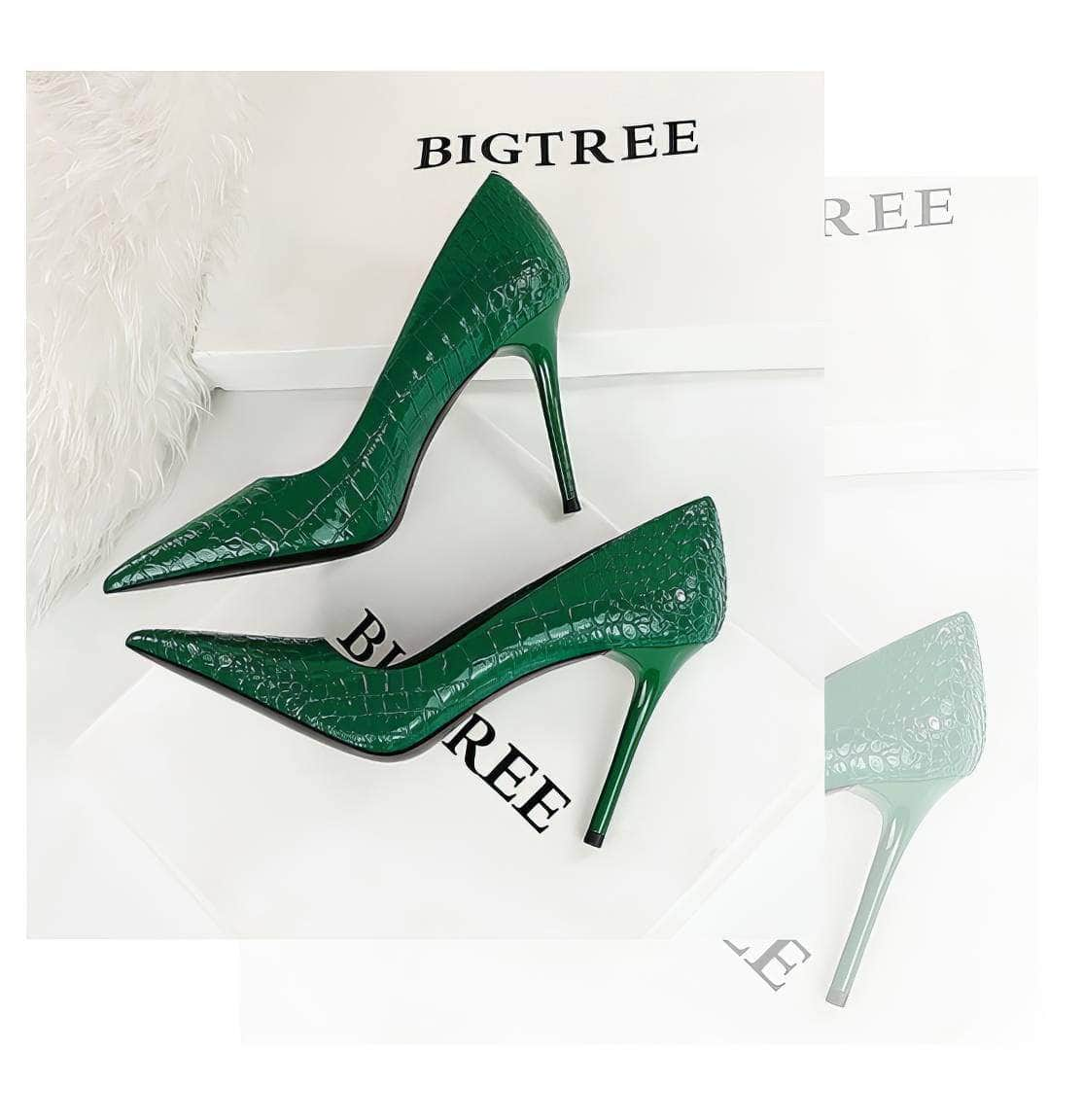 Pointy Toe Croc Stiletto Pumps