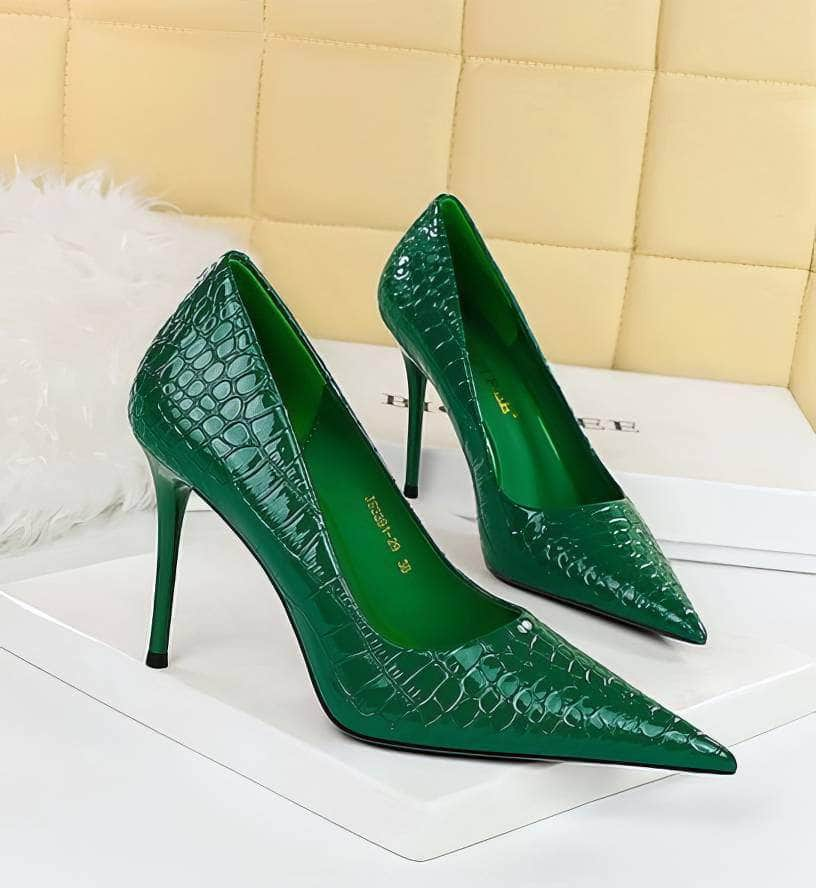 Pointy Toe Croc Stiletto Pumps