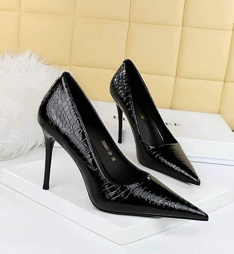 Pointy Toe Croc Stiletto Pumps