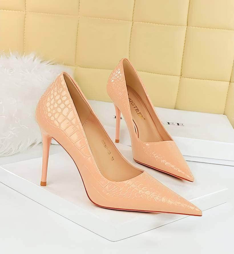 Pointy Toe Croc Stiletto Pumps