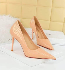 Pointy Toe Croc Stiletto Pumps