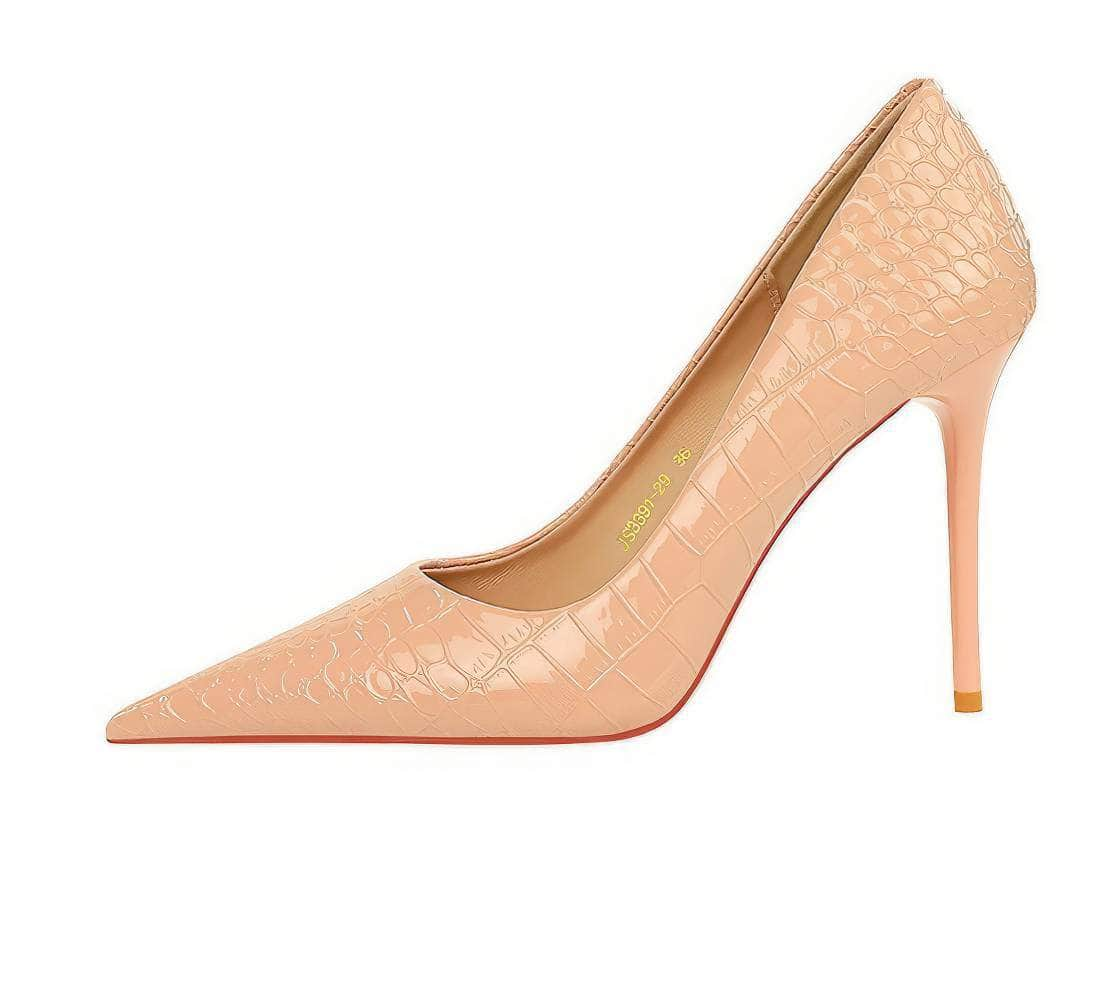 Pointy Toe Croc Stiletto Pumps EU 33 / PeachPuff / 10CM