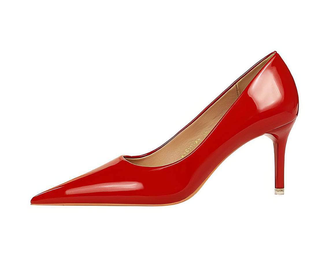 Pointy Toe Shiny Shimmery Stiletto Heels EU 33 / Red / 7.5CM