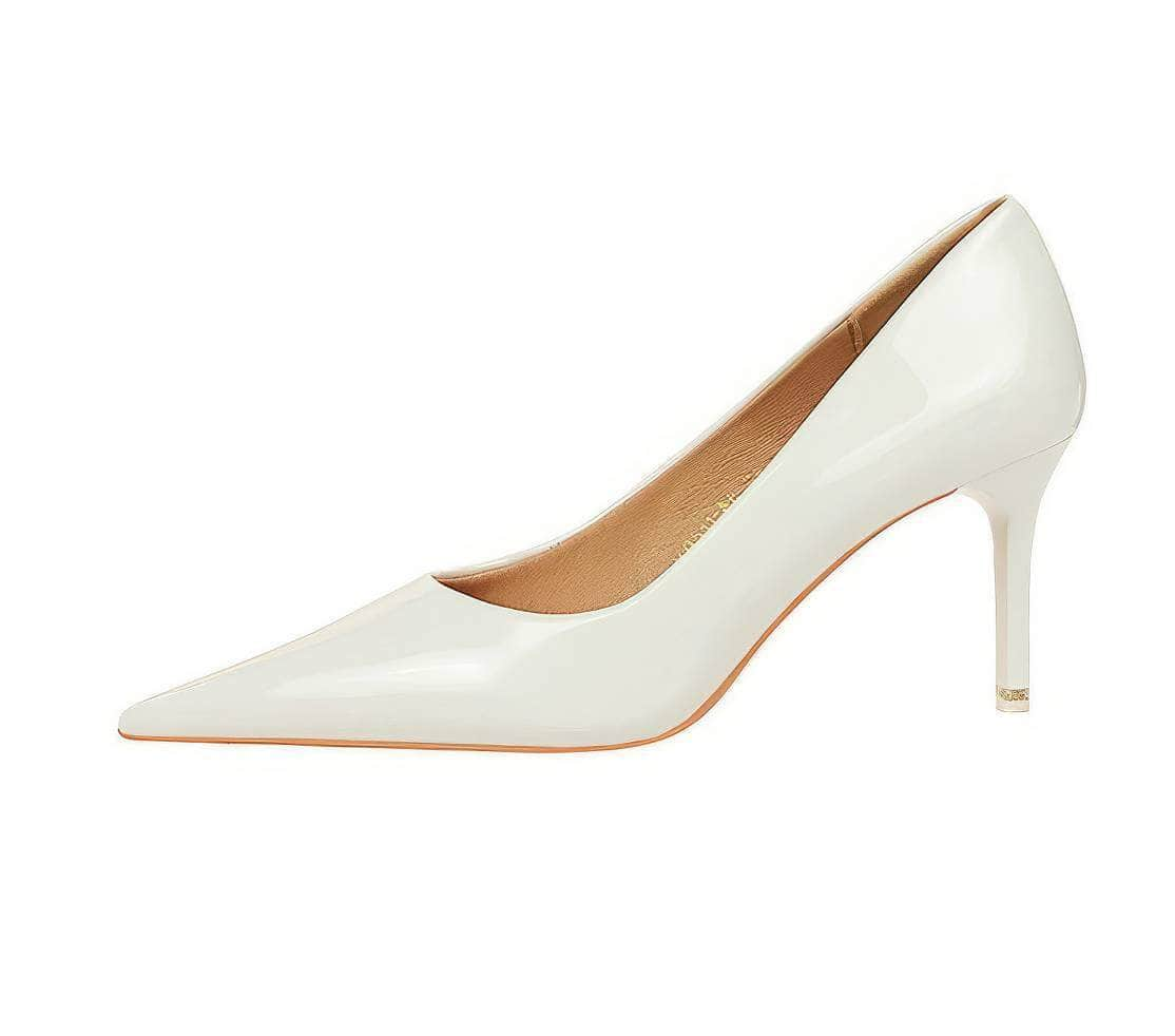 Pointy Toe Shiny Shimmery Stiletto Heels EU 33 / White / 7.5CM