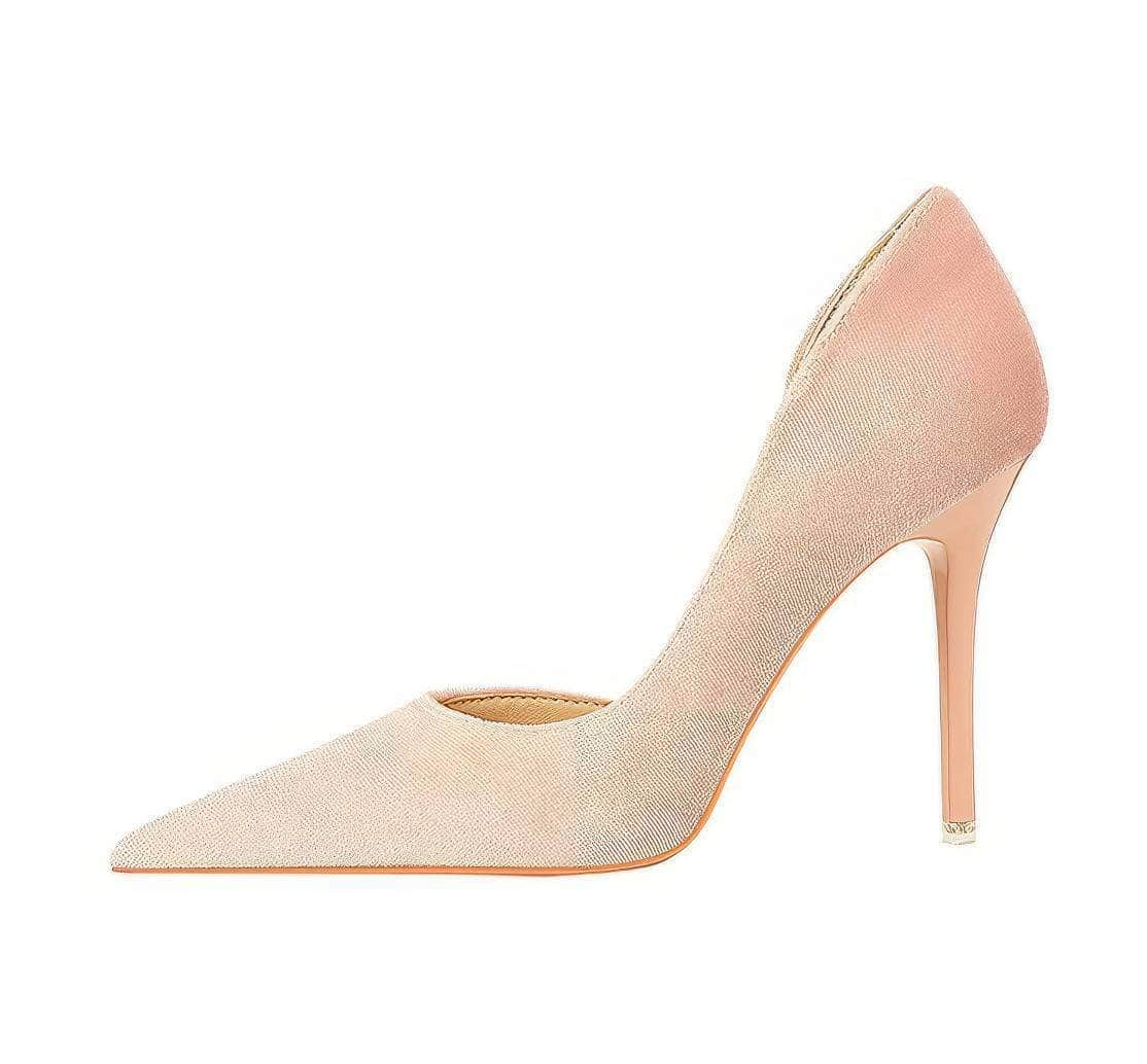 Pointy Toes Asymmetrical Satin Pumps