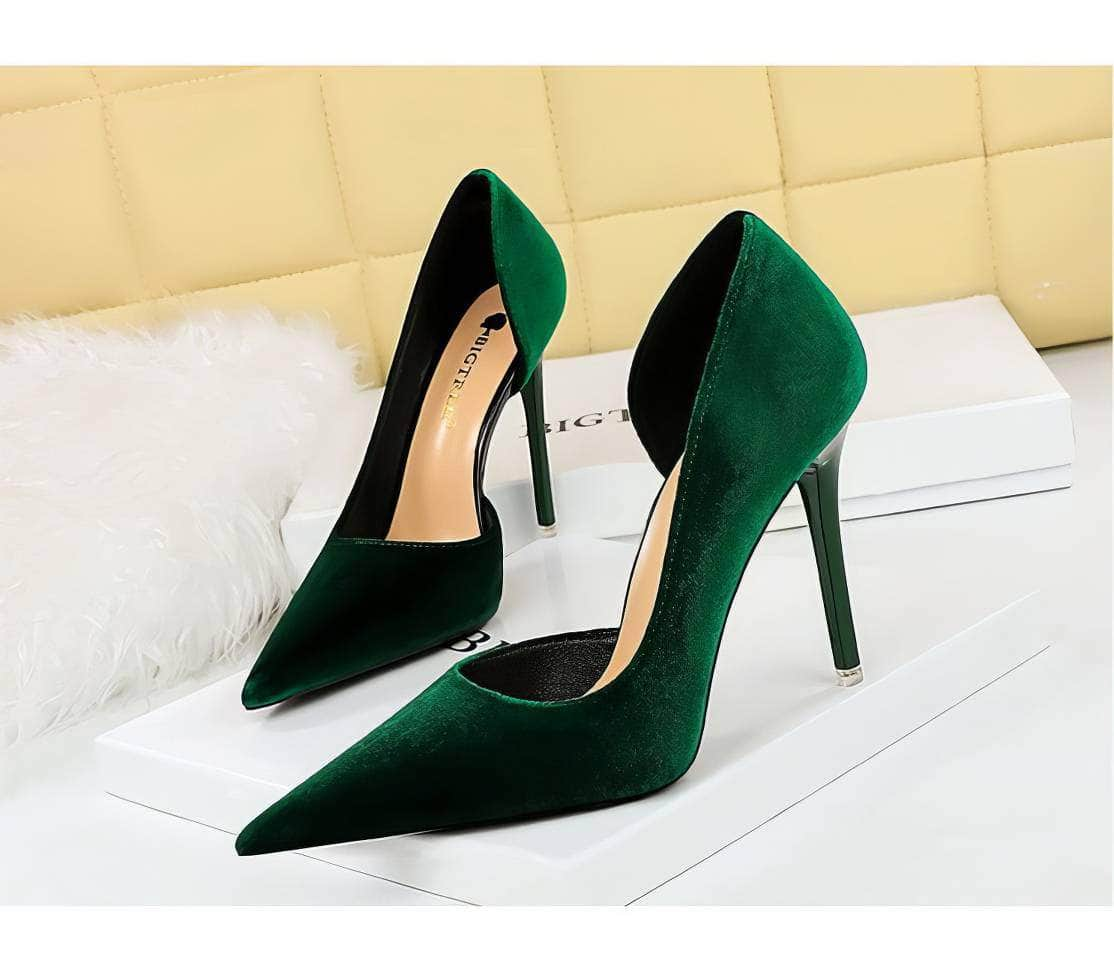 Pointy Toes Asymmetrical Satin Pumps