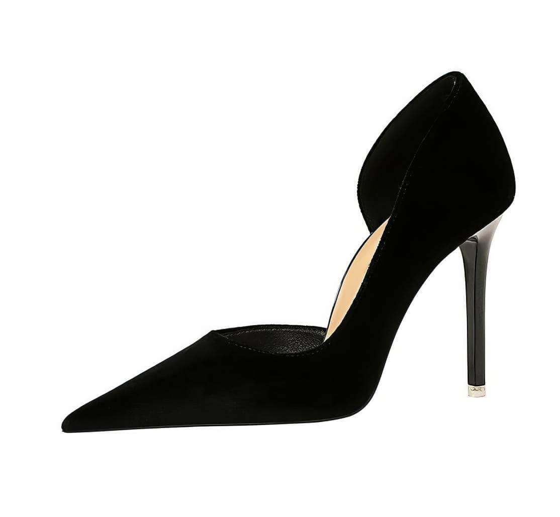 Pointy Toes Asymmetrical Satin Pumps