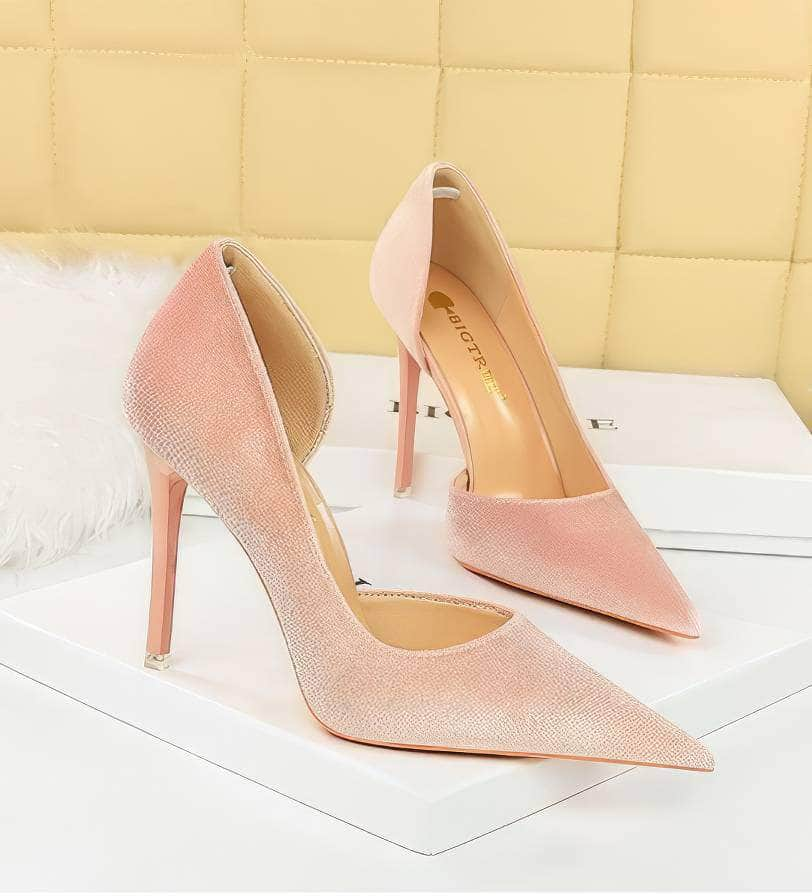 Pointy Toes Asymmetrical Satin Pumps