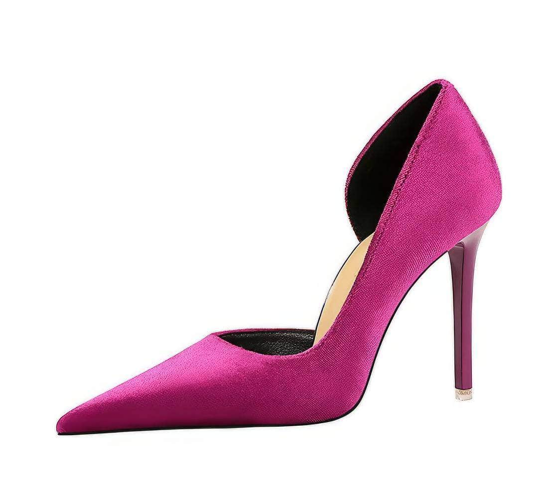 Pointy Toes Asymmetrical Satin Pumps