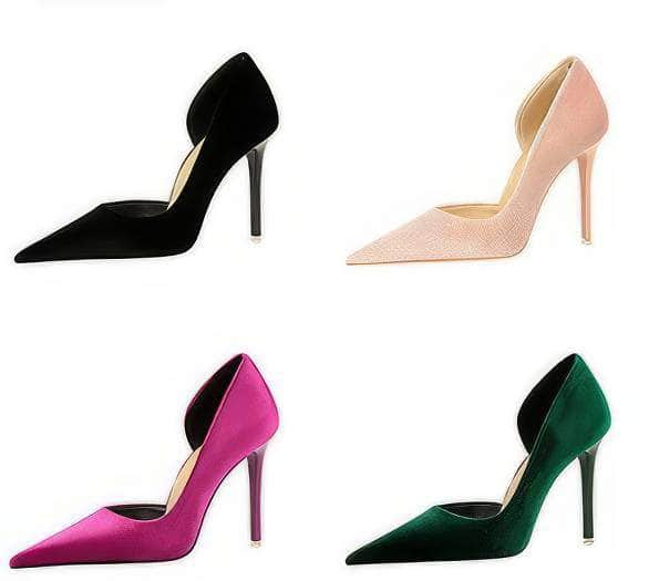 Pointy Toes Asymmetrical Satin Pumps