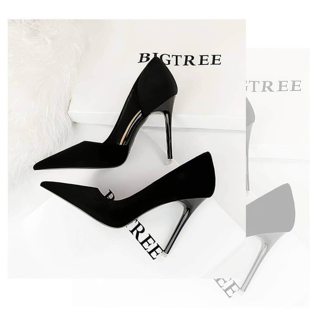 Pointy Toes Asymmetrical Satin Pumps