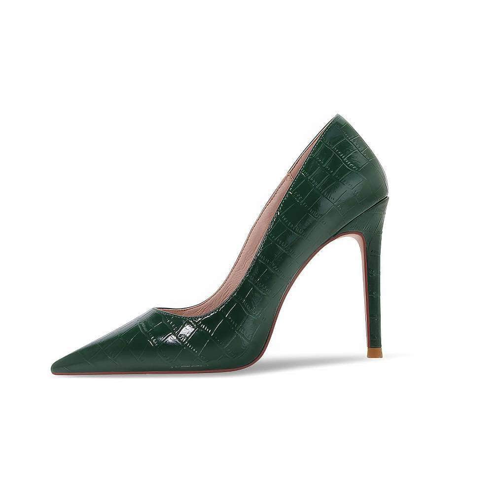 Pointy Toes Croc Skin Stiletto Heels EU 31 / Green / 6.5CM