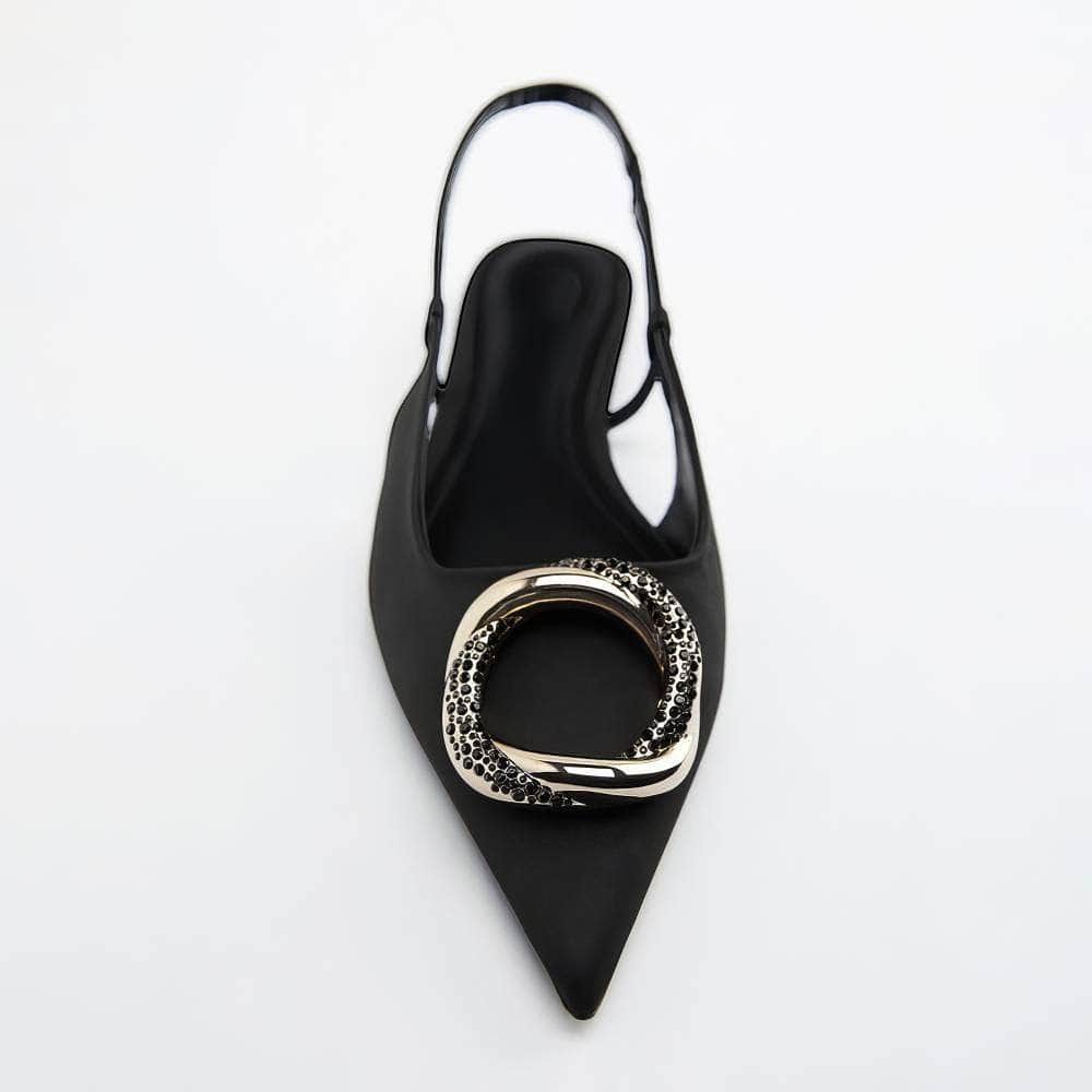 Pointy Toes Metal Embellished Slingback Sandals
