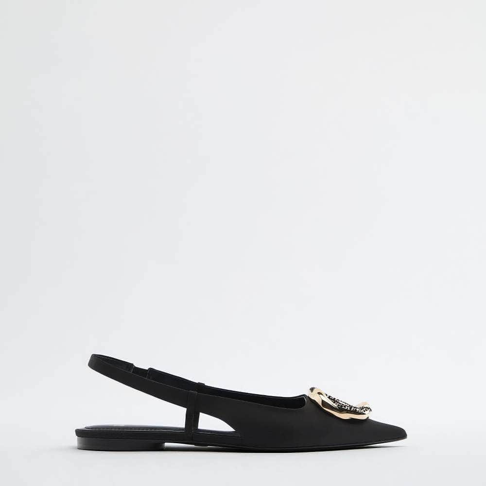 Pointy Toes Metal Embellished Slingback Sandals