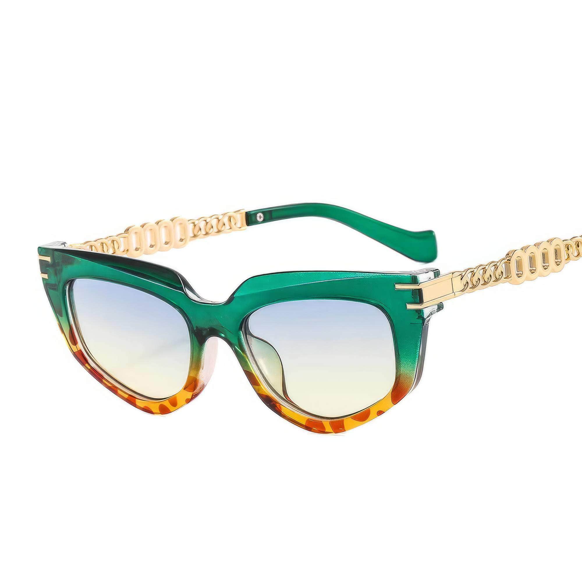Polygon Cat Eye Luxury Sunglasses Green / Resin