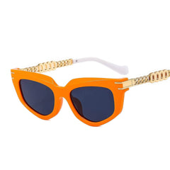 Polygon Cat Eye Luxury Sunglasses Orange/Gray / Resin
