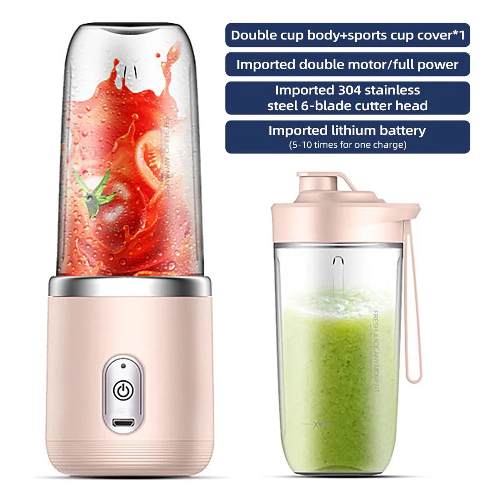 Portable 40W Mini Juice Blender Quick 21000 RPM Stainless Steel Blades Rechargeable Pink