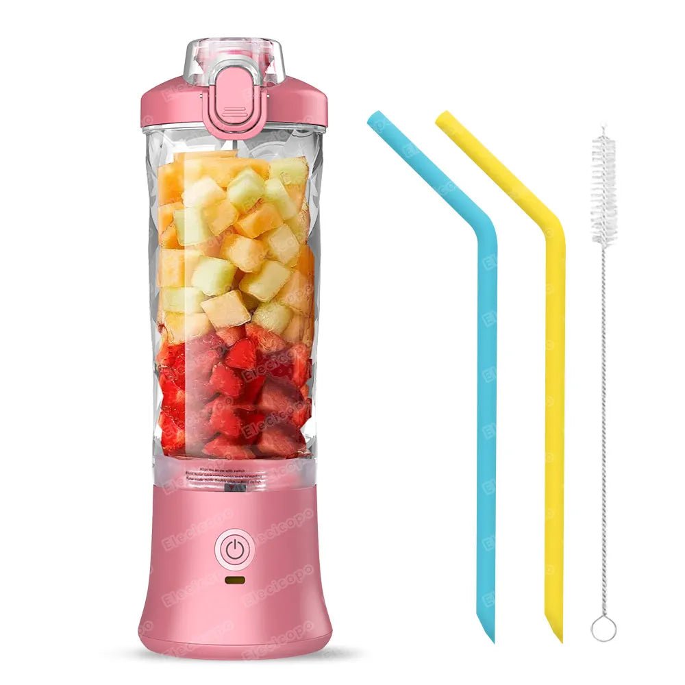 Portable blender mixer 600ML Electric Juicer Fruit Mini Blender 6 Blades For Shakes and Smoothies Juicer Sport Outdoor Travel Pink / Australia