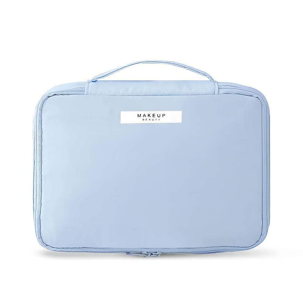 Portable High-Appearance Index Cosmetic Bag for Ladies - Large-Capacity Travel Makeup Storage Blue large